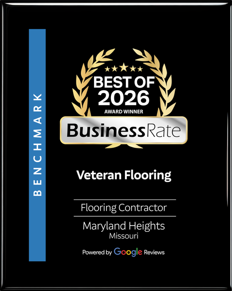 Best of 2026 BusinessRate award plaque for Veteran Flooring, flooring contractor in Maryland Heights, MO
